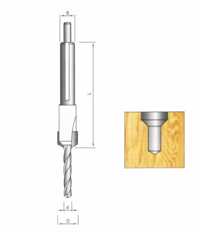 STROVOLT T.C.T. adjustable countersink bit CSA2 Series for precise woodworking with durable carbide tips