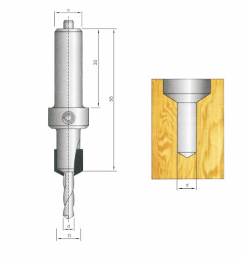 STROVOLT CSA3 Series adjustable countersink bit with precision T.C.T. cutting edges for woodworking